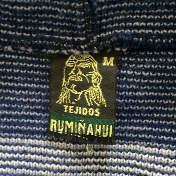 Tejidos Ruminahui Men's Knit Jacket Cardigan Hoodie Blue Lama Sweater Warm - Picture 9 of 9